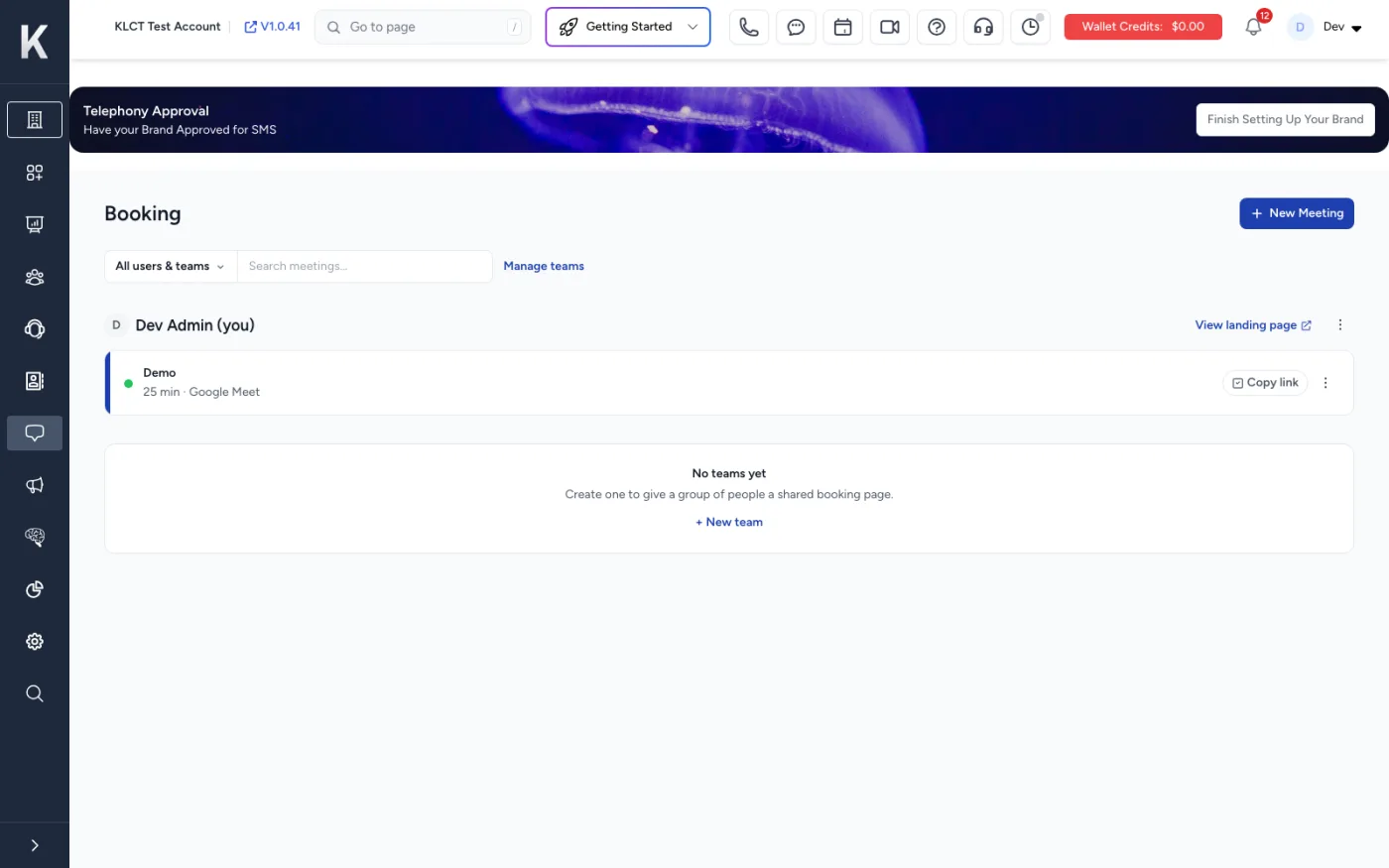 Booking inside the KLCT dashboard